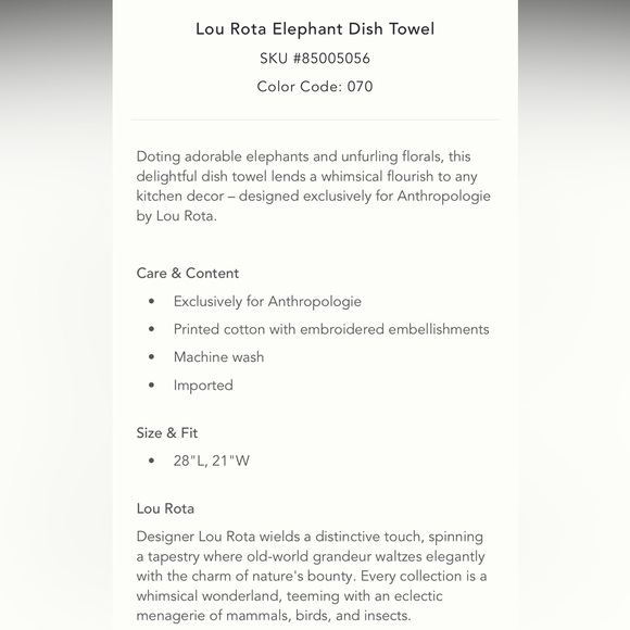 Lou Rota twin Elephants dish towel - Picture 2 of 6